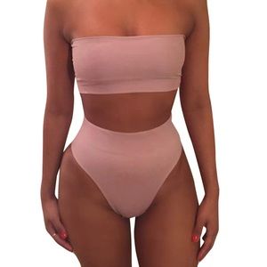 Pink Queen Cheeky High Waist Bikini Set Swimsuit Small S Dusty Pink Mauve
